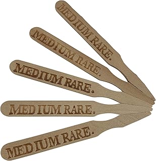 KingSeal 500 Count 3.5 Inch Natural Birch Wood Steak Markers, Heat Stamped, MED Rare, Eco Friendly, Bulk Pack - 1 Box of 500