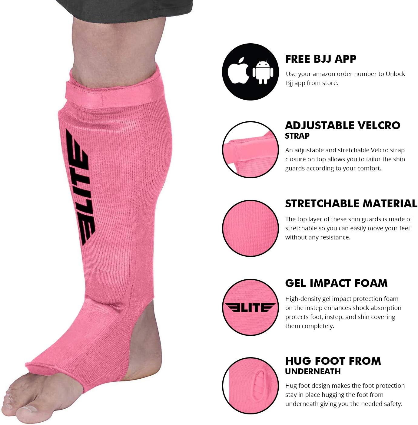 Elite Sports Muay Thai MMA Kickboxing shin Guards, Instep Guard Sparring Protective Leg shin Kick Pads for Kids and Adults : Sports & Outdoors