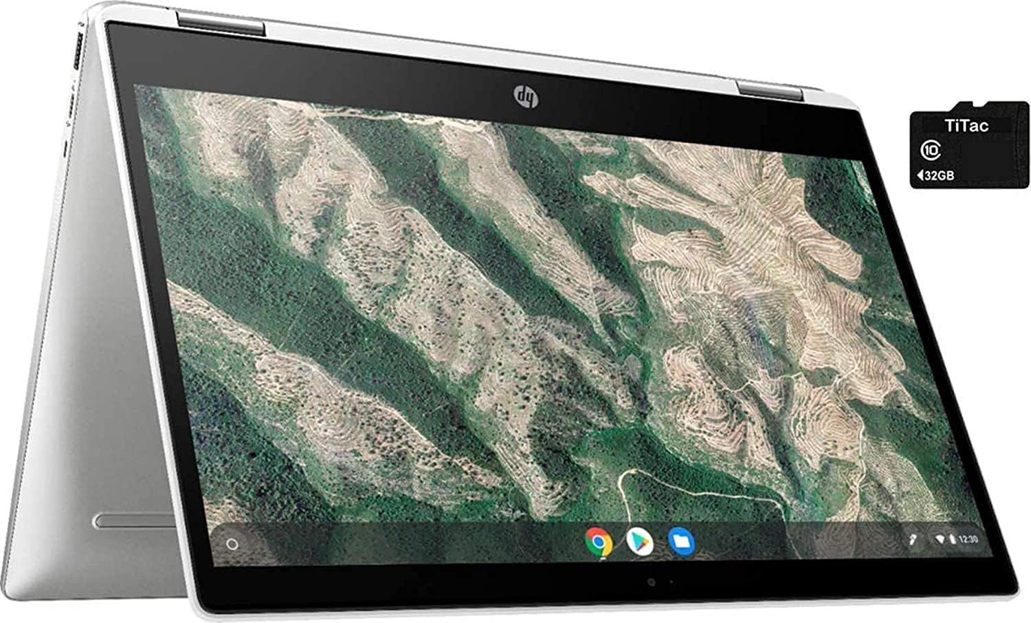 2021 HP X360 2 in 1 Laptop 14" Touch-Screen HD Chromebook, Intel Pentium Silver Quad-Core N5000, 4GB Memory, 64GB eMMC Storage, USB Type C, WiFi, Webcam, Chrome OS, Ceramic White + 32GB TiTac Card