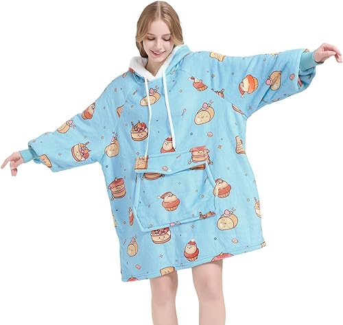 Miniatura 9 de Qeils Manta con Capucha Portátil para Mujeres, Cómoda Sudadera Sherpa como Regalo de Cumpleaños y Navidad, Chaqueta de Gran Tamaño con Capucha