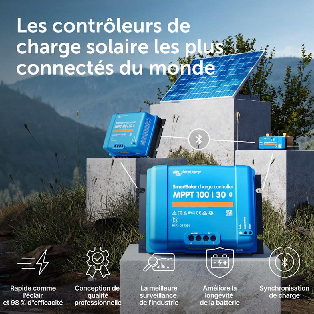 Victron Energy SmartSolar MPPT 100V 30 amp 12/24-Volt Contrôleur de Charge Solaire (Bluetooth)