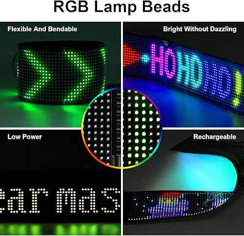 Miniatura 8 de HOIOS Letrero LED flexible programable para automóvil, con Bluetooth, aplicación inteligente, patrón de texto personalizado, animación, LED, para