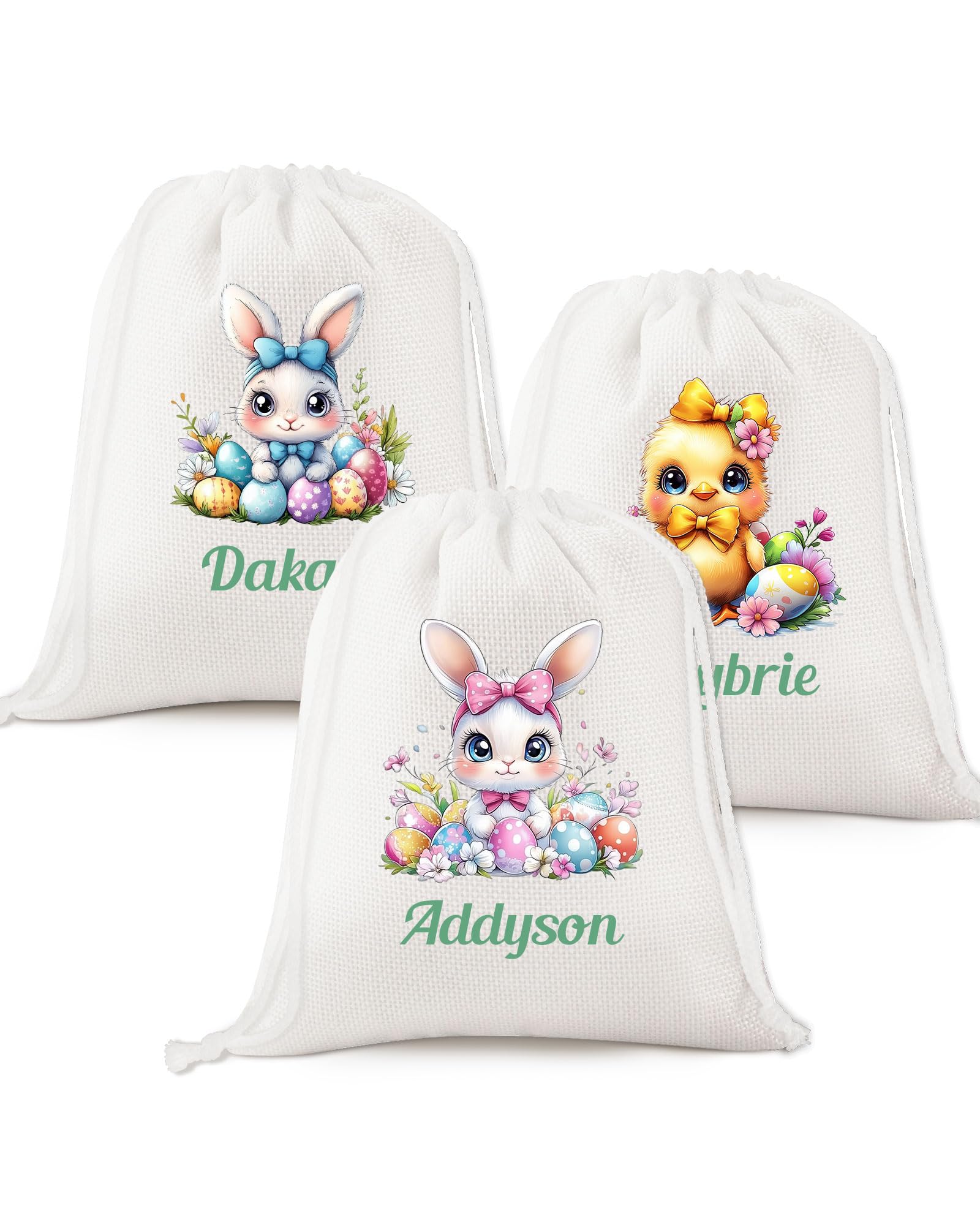 NIBESSER Personalised Christmas Bags, Custom Christmas Drawstring Bags with Name Santa Sack Snowman Bag Monogtam Indoor Decorations Initial Sacks for Gift Party Supplies, Bunny 1