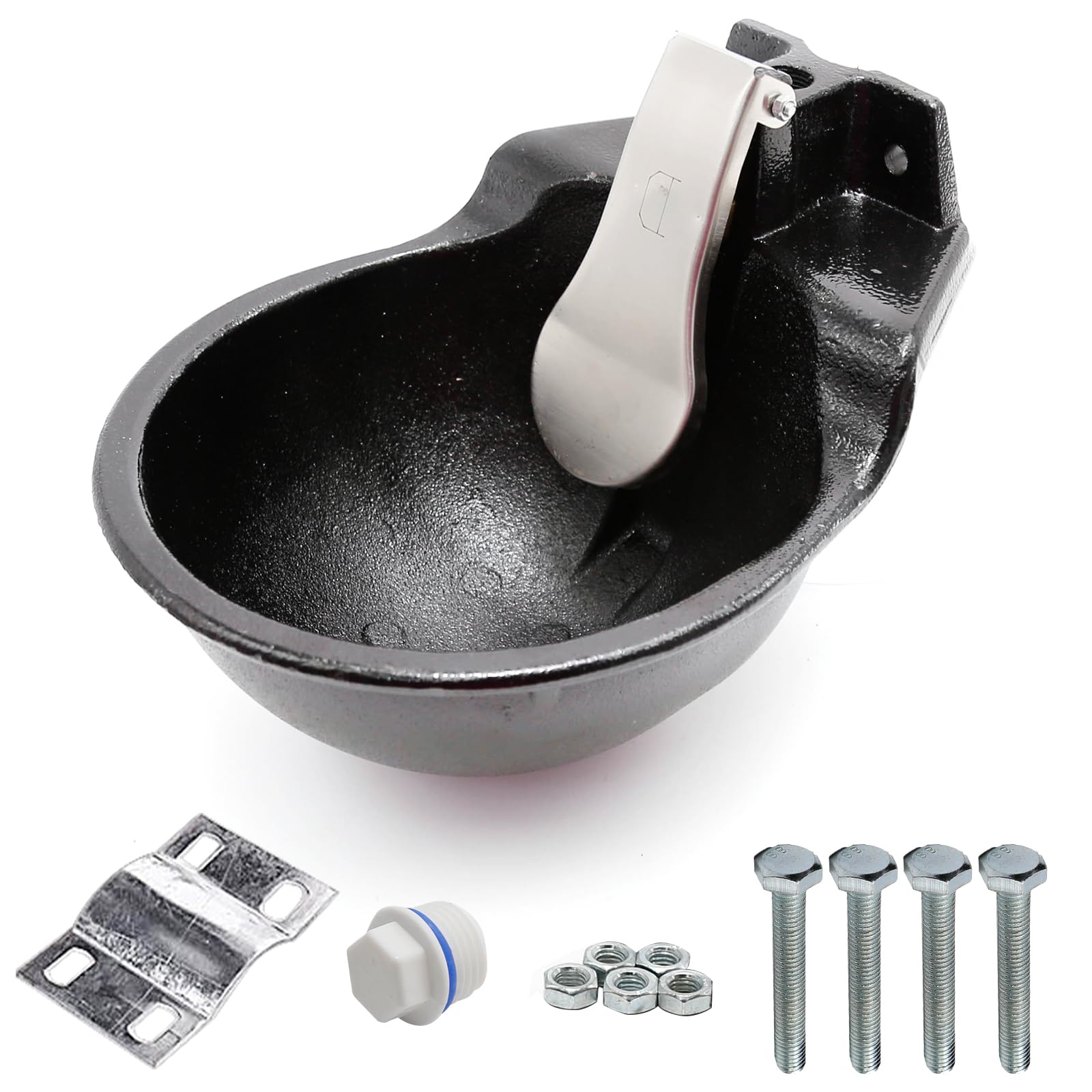 MDEOOSKY Bebedero automático de hierro fundido extra grande para ganado con accesorios, 2,5 L, resistente, para ganado, cabra, cerdo, capacidad