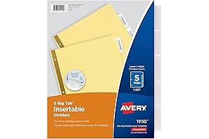 Avery Big Tab Dividers 5 Tab Set, Pack of 2