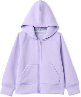 Amazon Essentials Girls' Active Relaxed-Fit Full Zip Hoodie with Kangaroo Pocket