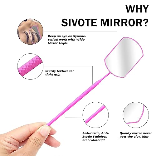 Miniatura 4 de SIVOTE Espejo de pestañas para extensiones de pestañas, diseño mejorado, color rosa