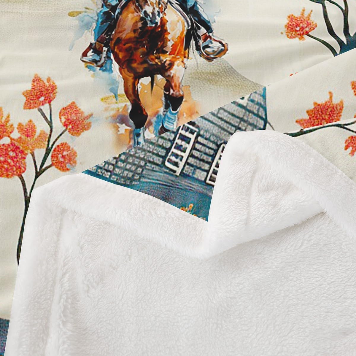 Feelyou Western Cowboy Western Sherpa Blanket Boys Girls Horse Plush Blanket for Bed Sofa Couch Farmhouse Fuzzy Blanket Twin 60"x80"