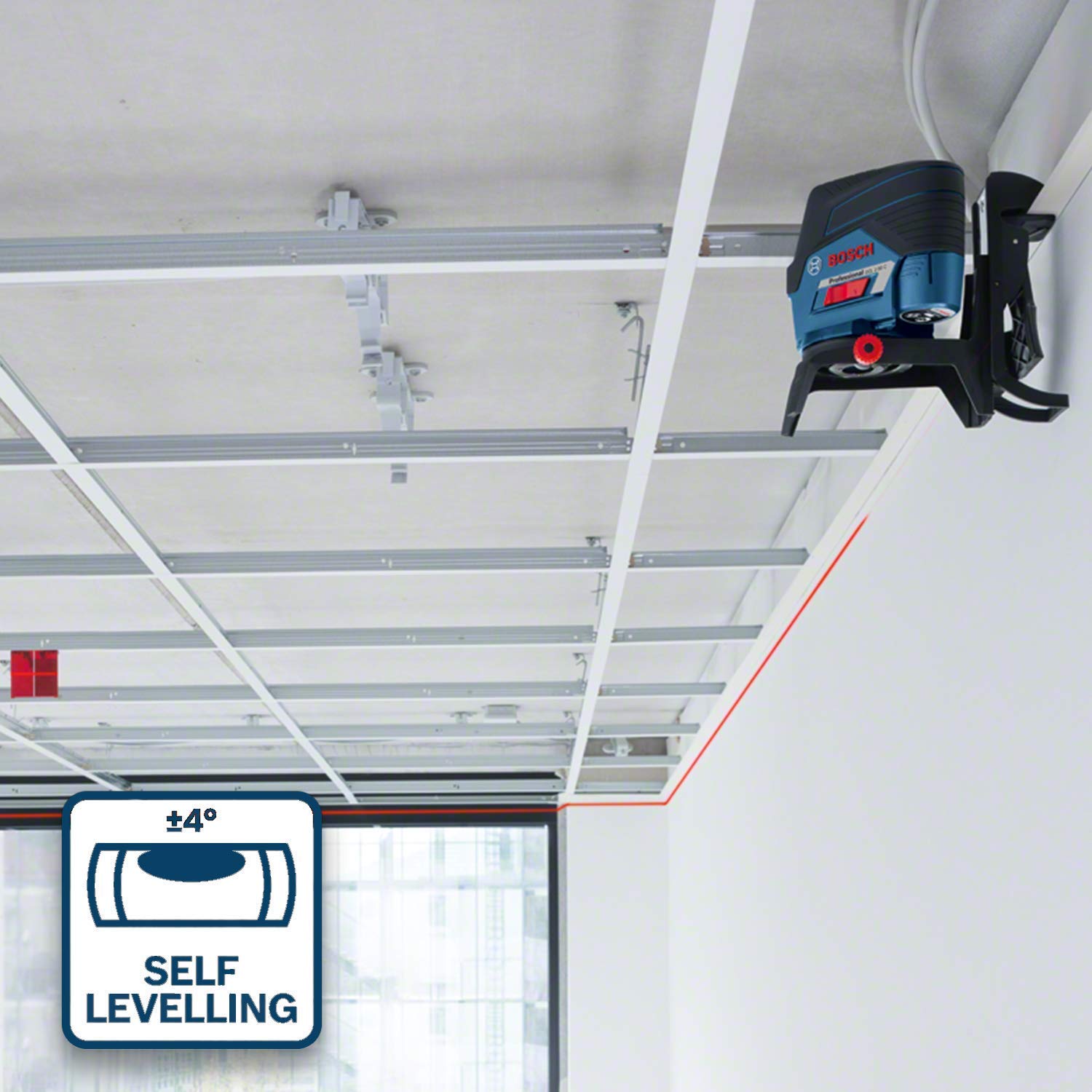 Bosch Professional 12V System Niveau Laser GCL 2-50 C (sans batterie et chargeur, laser rouge, pour l'intérieur, avec fonction application, support, pince, portée visible: jusqu’à 20 m, L-BOXX)