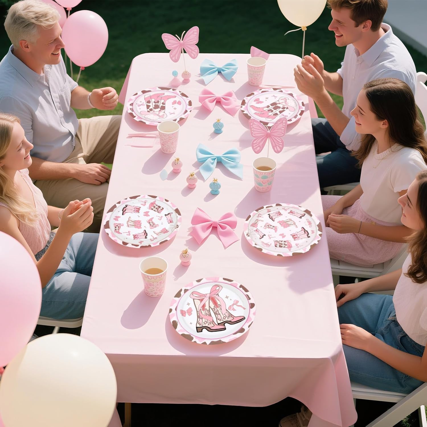 60Pcs Coquette Cowgirl Birthday Party Decorations 9" Western Bow Cowgirl Plates Disposable Pink Bows Rodeo Bachelorette Tableware for Western Cowgirls Themed Birthday Baby Shower Party Supplies - Image 5