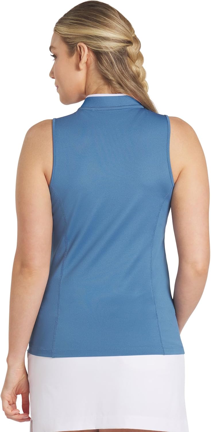 PUMA Women's Standard Range Pique Sleeveless Golf Polo, Blue Horizon, XS - Image 2