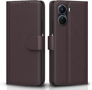 Pikkme Vivo Y16 Flip Case Leather Finish | Inside TPU with Card Pockets | Wallet Stand and Shock Proof | Magnetic Closing... Price In India
