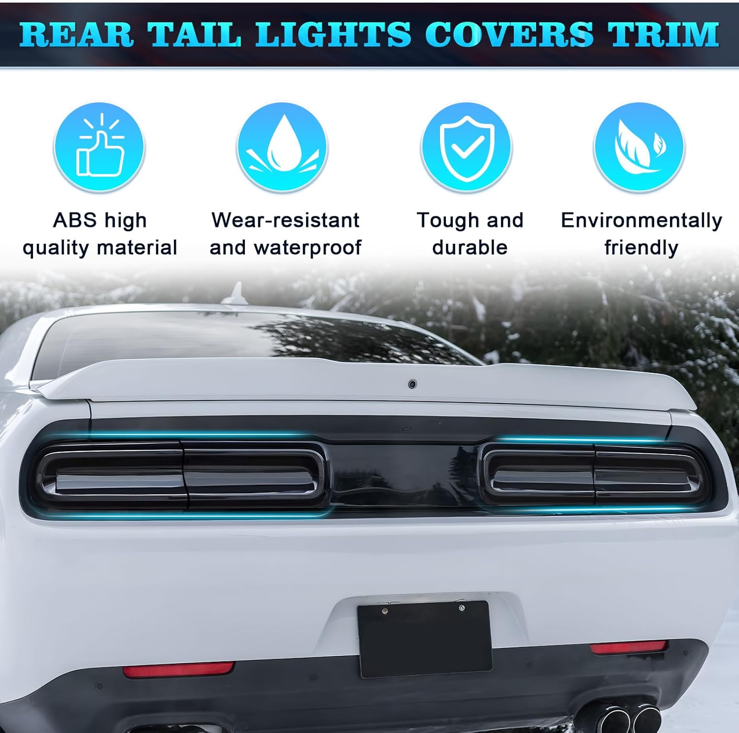 Rear Taillight Covers for Dodge Challenger 2015-2021 2022 2023 Smoked Rear Light Guards Trim Kit Exterior Accessories Fits Challenger Tail light Exterior Frame 4PCS