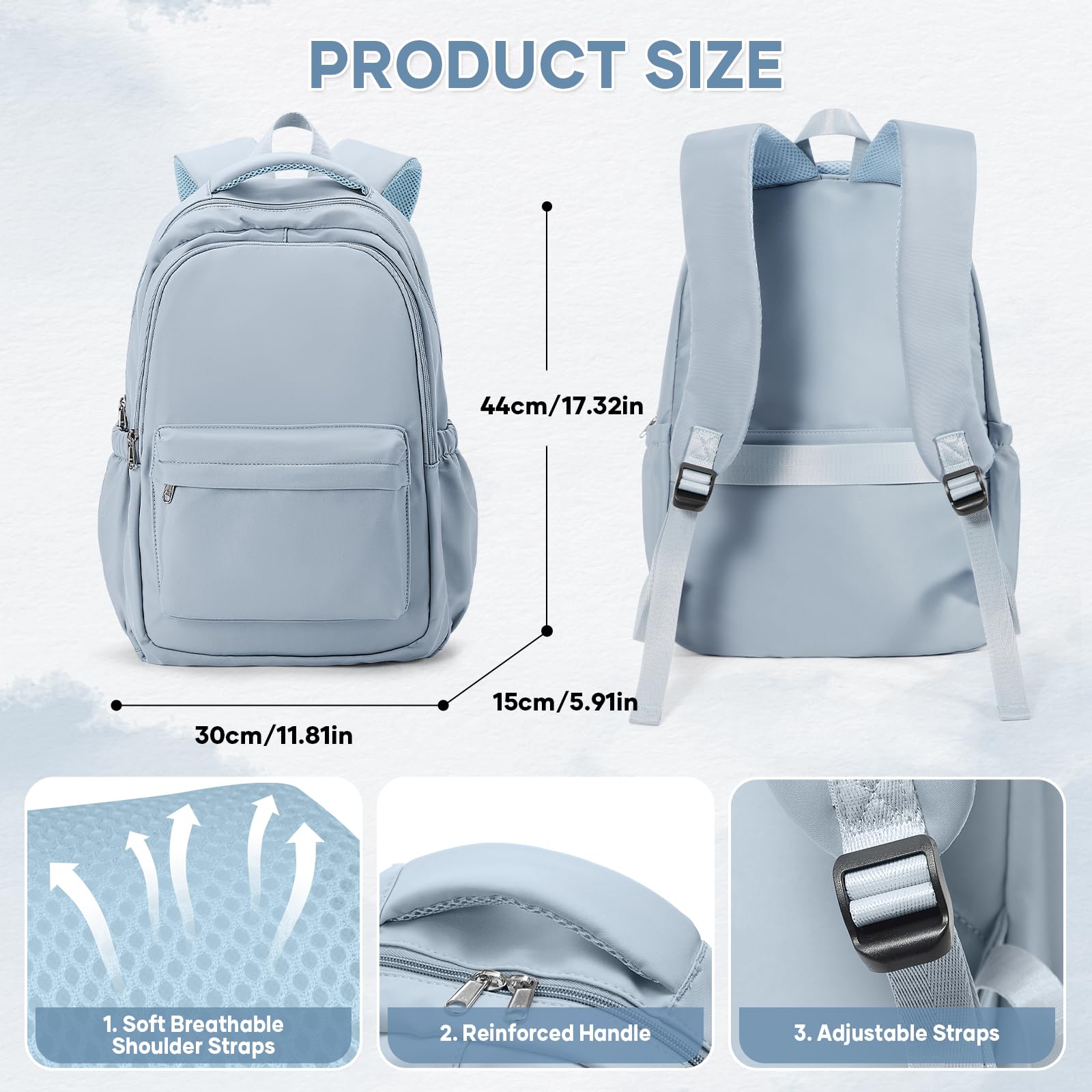 Sac a Dos College Fille Cartable Garçon Primaire Sacs à Dos Loisir Femme Homme Sac a Dos Ecole Scolaires d'école Fille Lycee Impermeable School Bag Bookbag,A3-Bleu