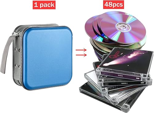 Miniatura 2 de Funda para DVD, estuche portátil para CD de capacidad para 48 unidades, almacenamiento de plástico duro, organizador de cartera de CD para automóvil