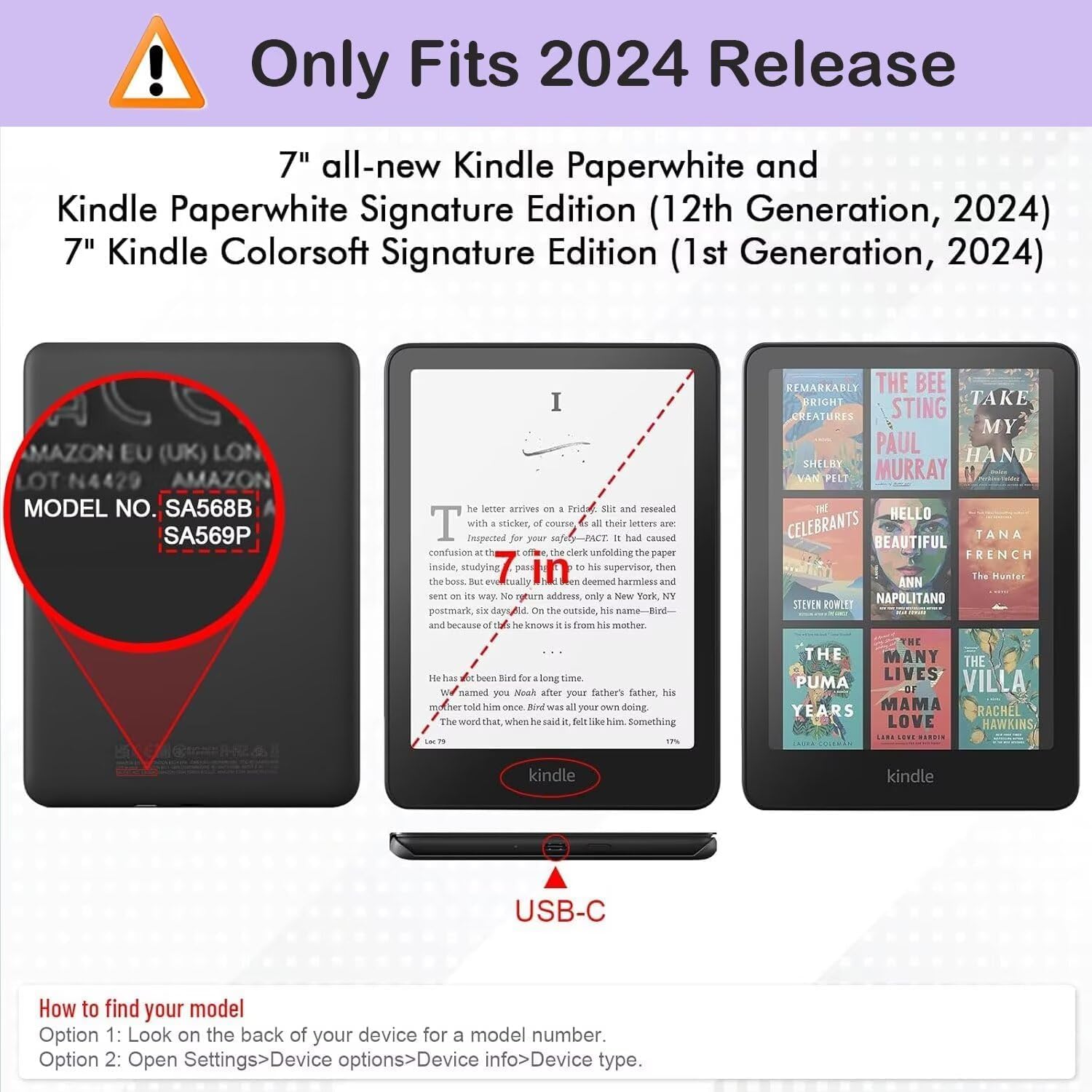 Schutzhülle für Kindle Paperwhite 17,8 cm (7 Zoll) (12. Generation 2024), PU-Leder, magnetische Hülle mit Smart Auto Wake/Sleep für 17,8 cm (7 Zoll) Kindle Paperwhite & Signature Edition &