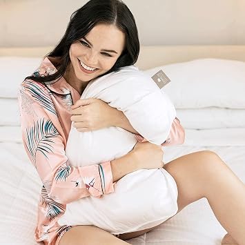 DOWNLITE Flat & Soft Down Pillow Hypoallergenic Premium Down (Not Feathers) Standard Size, 20 x 26