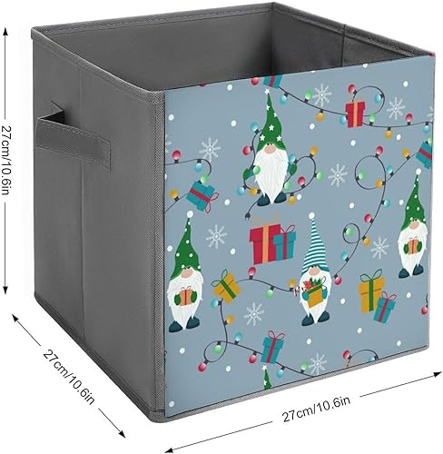 Miniatura 2 de Christmas Gnomes Lights Cube Storage Bins Cute Snowflake Gift 11 Inch Storage Cubes Foldable Decorative Fabric Storage Baskets for Organizing Home