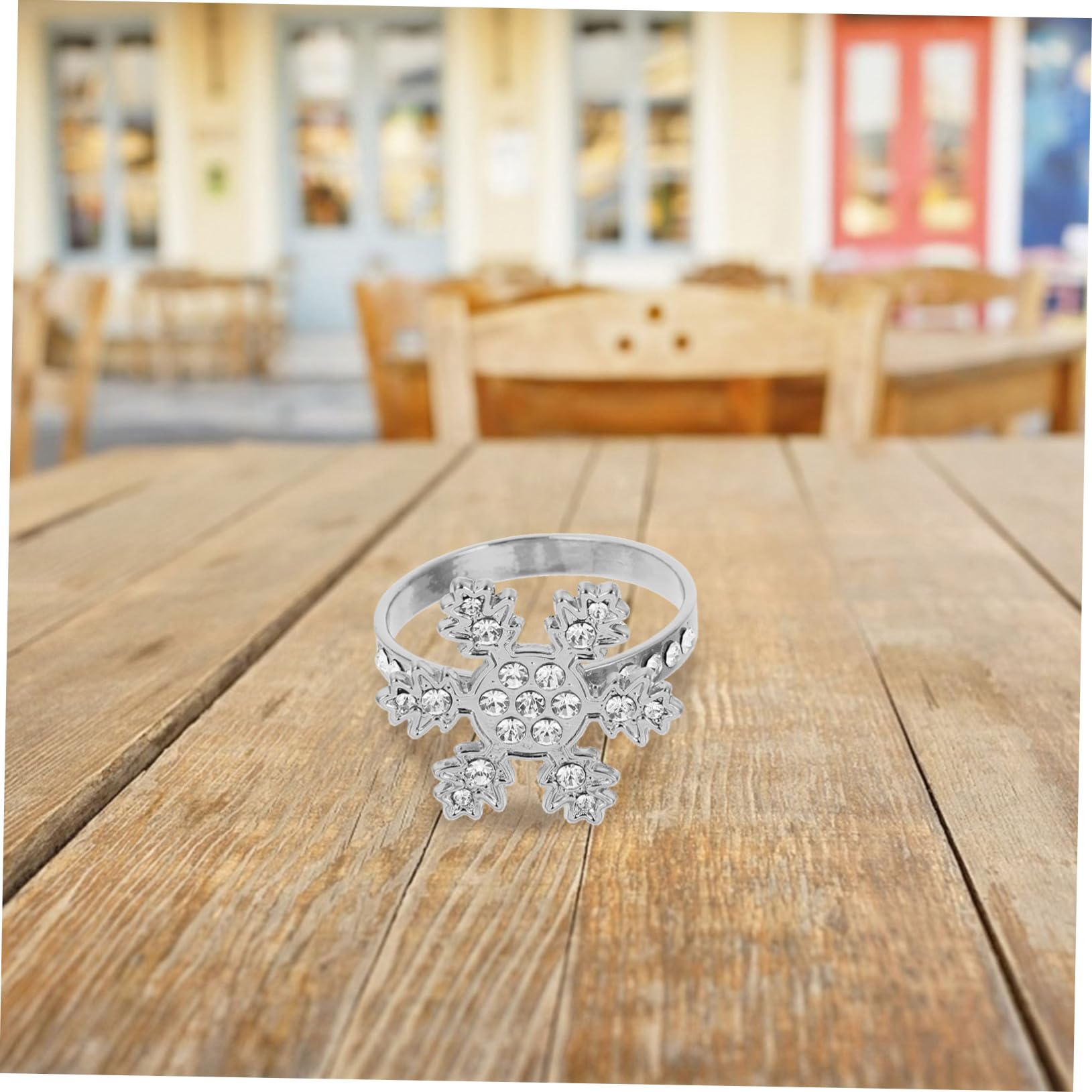 OUNONA 16stücke Weihnachts-Schneeflocken Serviettenringe Mit Strass Eleganter Napkin Holder Für Festliche Tischdekoration Für Weihnachten Und Besondere Anlässe Silberfarben