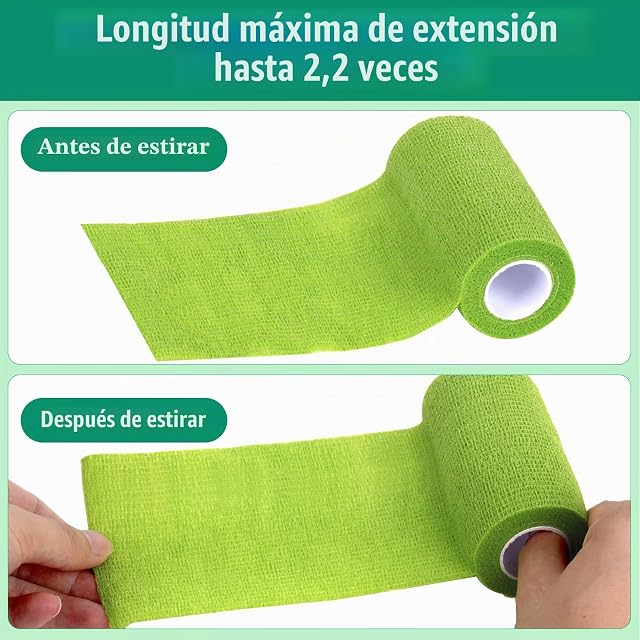 Foto 4 de 7 de CIOXSOIO 12 Rollos Vendas Autoadhesivas 10cm x 4,5m, Telas No Tejidas Venda Cohesiva