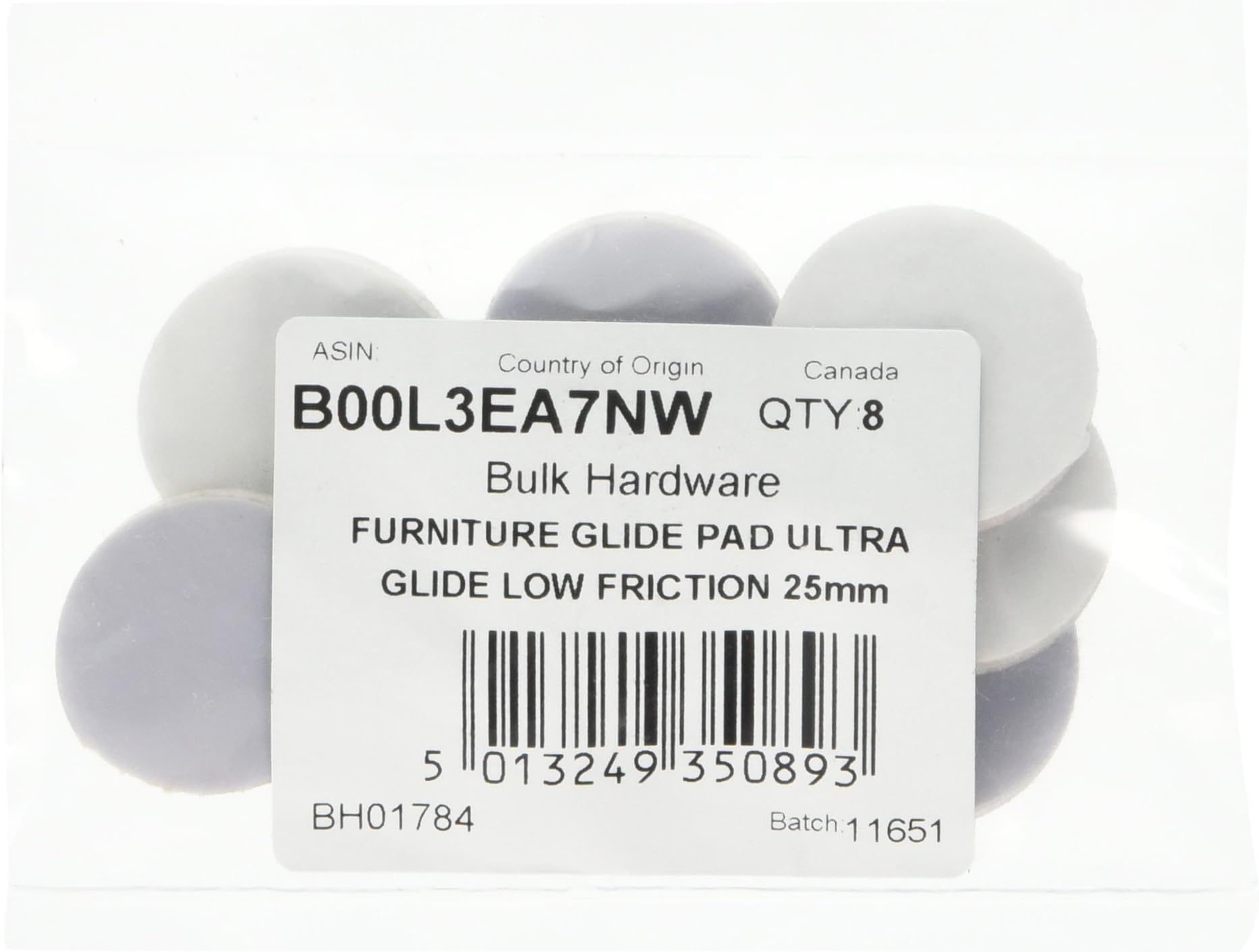 MerriwayBH01784 (8 Pcs) Low Friction PTFE Easy Gliders Sliders for Furniture and Appliances, 25mm (1 inch) - Pack of 8 Pieces