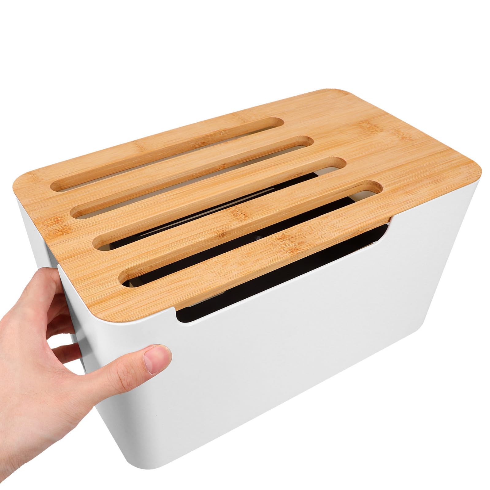 SOLUSTRE Scatola Portacavi Organizer per Cavi da Comodino Facile da Usare Corpo Staccabile per Uso Domestico per Computer e Piccoli Oggetti