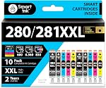 Smart Ink Compatible Ink Cartridge Replacement for Canon 280 281 PGI-280XXL CLI-281XXL (10 Combo Pack) to use with Pixma TR8520 TS9120 TS6120 TR8620 TR8620a TS6320 TR7520 TS6220 (PGBK & BK/C/M/Y)