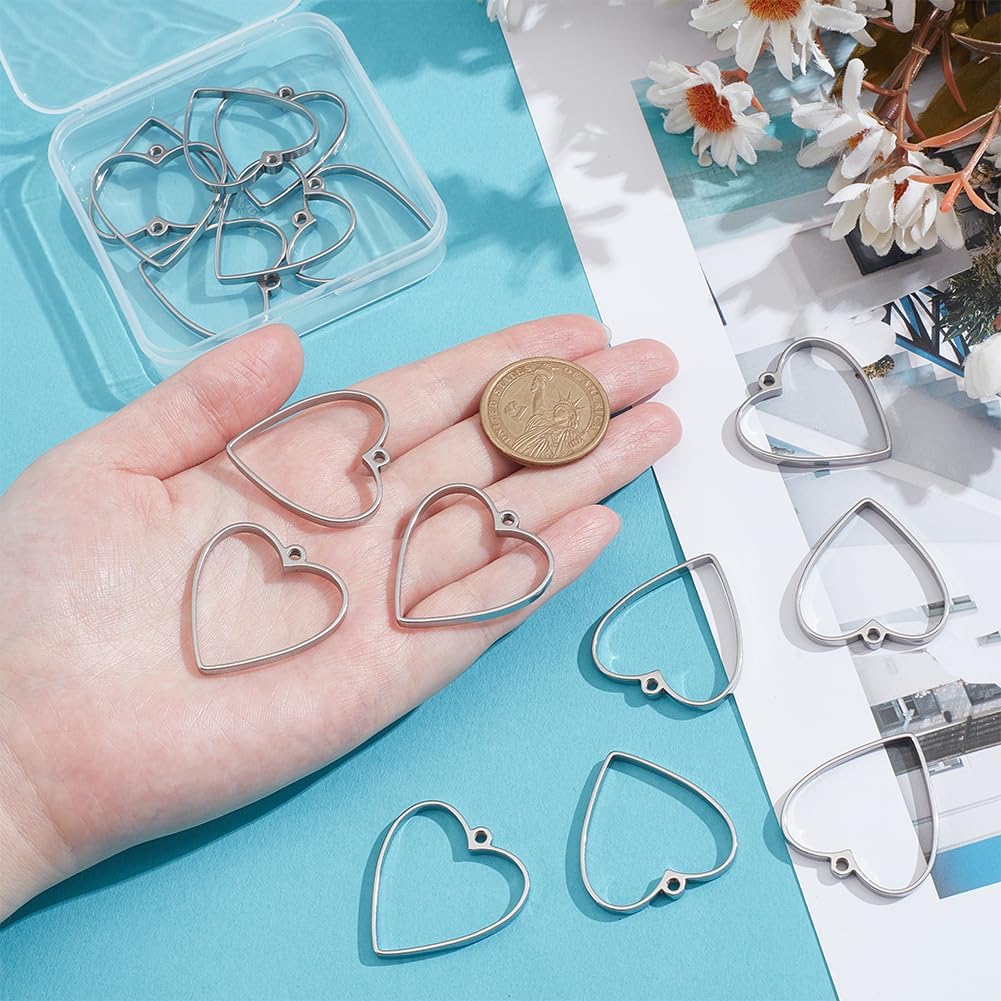 UNICRAFTALE 16Pcs Open Bezels for Resin 304 Stainless Steel Charms Metal Frame Charms 33mm Long Blank Tray Pendants for Resin Casting Jewelry Making 3mm Thick - Image 4