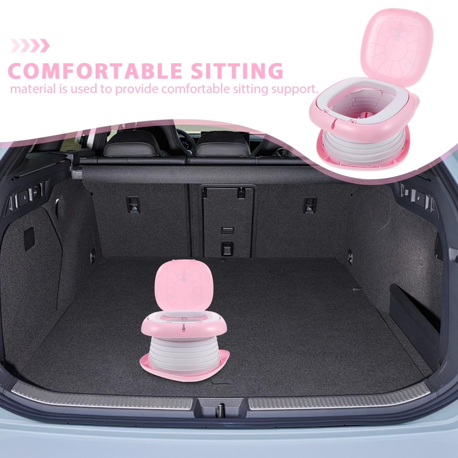Reise Töpfchen für Kleinkinder Tragbare Klapptoilette für Jungen und Mädchen für Camping und Autofahrten Einfach zu Reinigen Platzsparend und Multifunktional Rosa