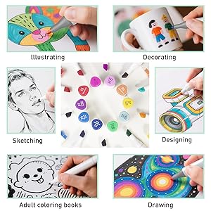 WELLOKB Alcohol Markers Set, 80 Colors Dual Tip Art Markers with Broad and Fine Tips for Adult Coloring Books, Drawing, Illustration, Sketching, No Bleed Ink Supplies