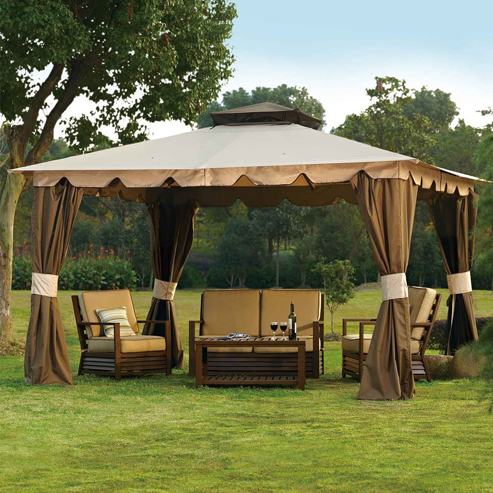 Sunjoy LGZ215PST5B 10 x 12 Hampton Gazebo with Mosquito Netting