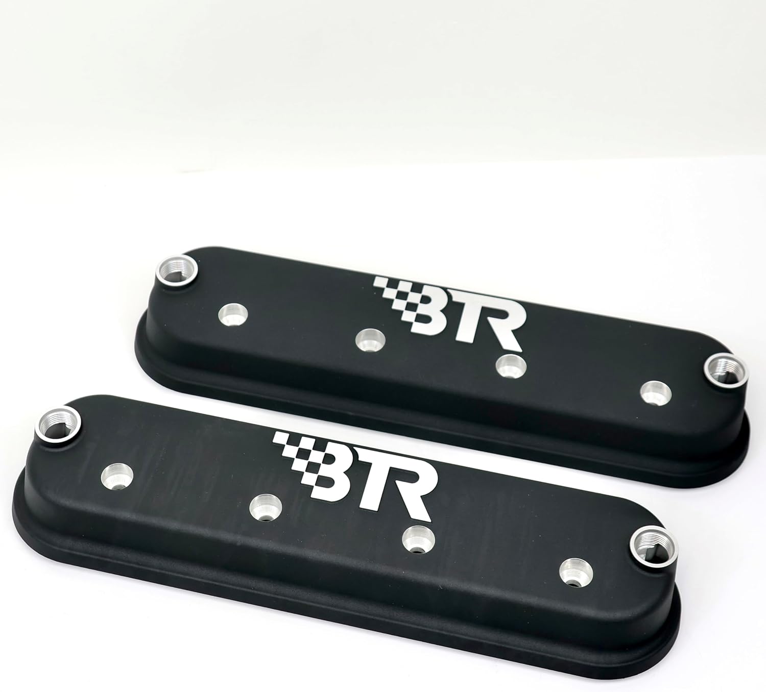 BTR Brian Tooley Racing Black LS Valve Cover Pair-No Coil Mounts-Cast Aluminum-Fits 4.8 5.3 5.7 6.0 6.2 7.0 LS1 LS3 LQ4 LS7-10AN Fittings (Pair)