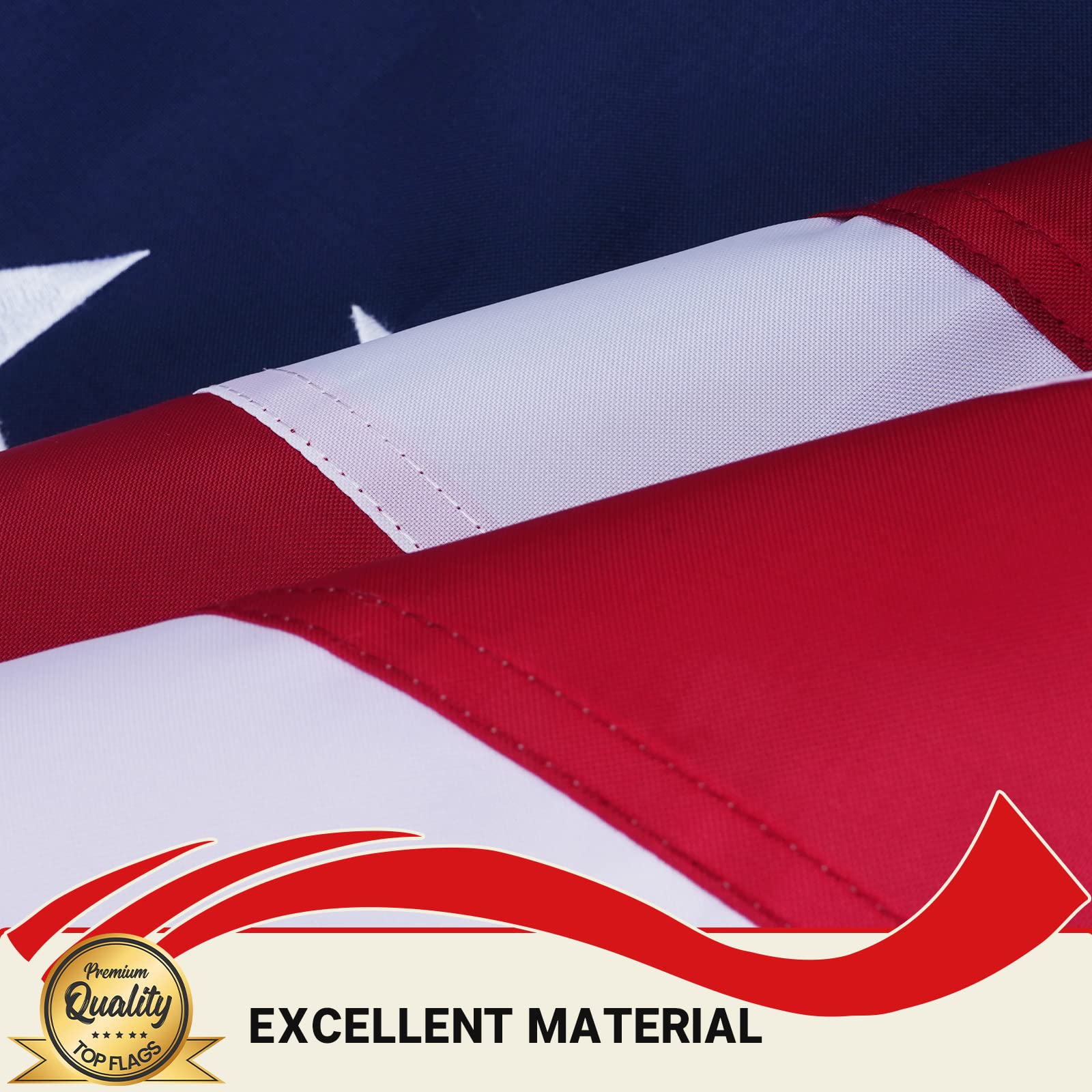 TOPFLAGS Betsy Ross Flagge – Bestickt, 13 Sterne, 1,2x1,8 M, Für Außenbereich, Genähte Streifen