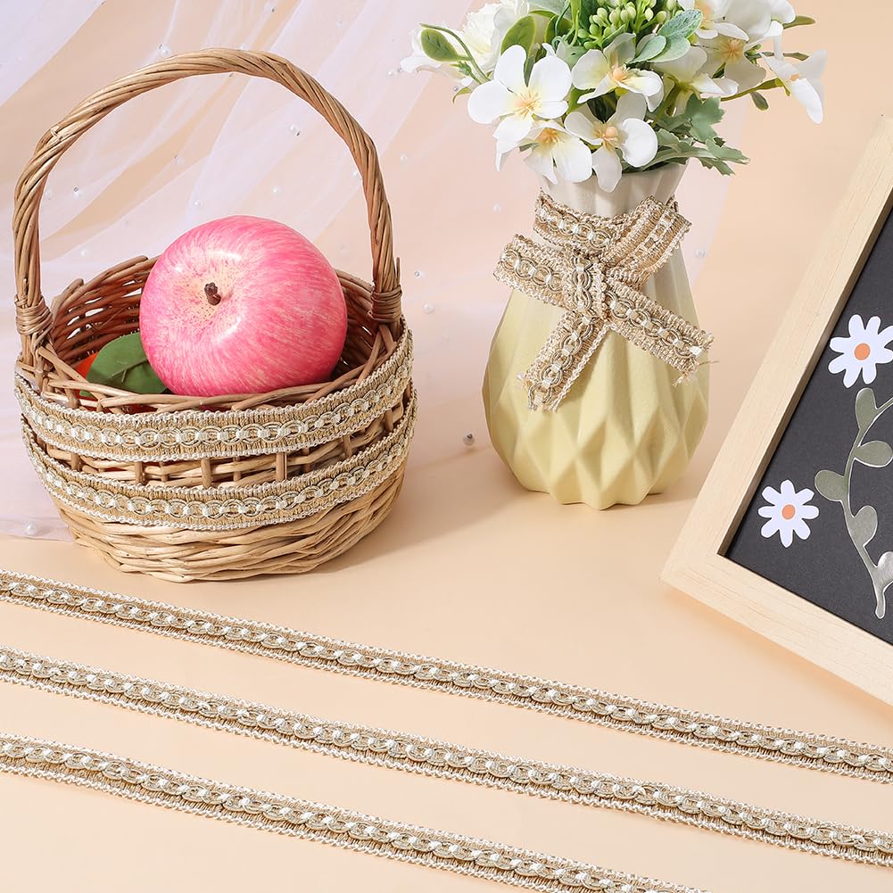 GORGECRAFT 12m*21mm Gimp Braid Trim Polyester Curtain Braid Ribbon Cornsilk Trimmings Curtain Upholstery for Curtains Clothes Crafts DIY Sewing Jewelry Making Table - Image 4