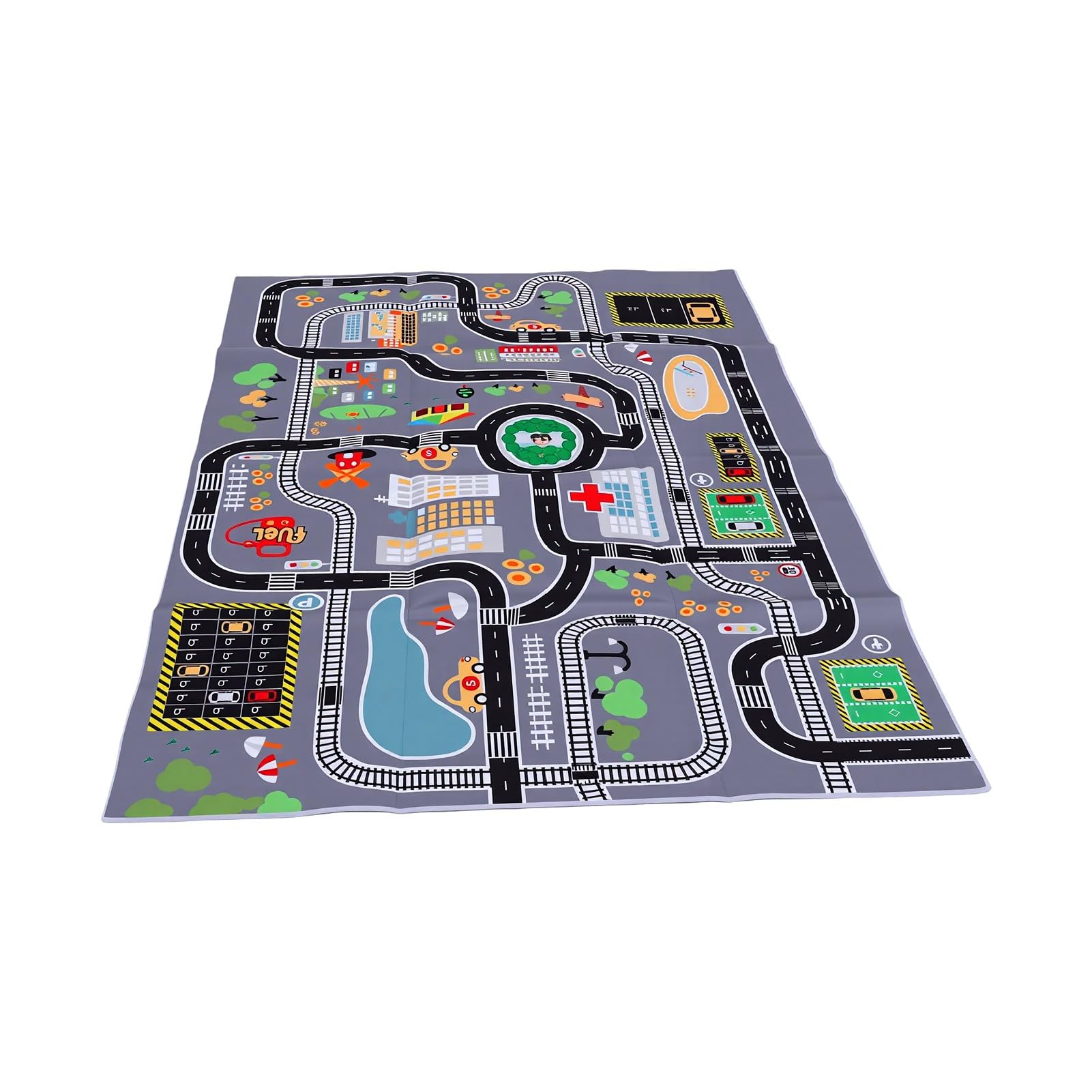 Tapis éducatif City Road Tapis de Jeu en Velours Doux pour Enfants 55,12 X 78,74 Pouces Aire de Jeu Intérieure (Style 3)