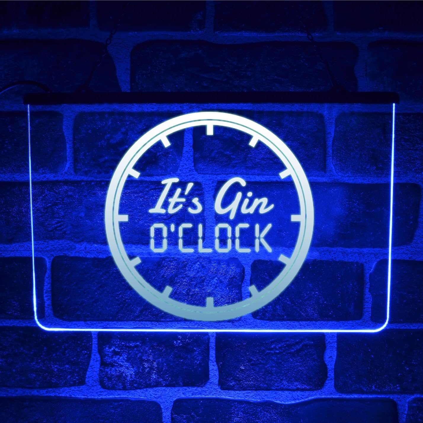 Gin O'Clock LED Neon Light Up Sign – Multicolour Hanging Wall Display for Home Bar, Pub or Bedroom Decor | USB Powered (Blue)