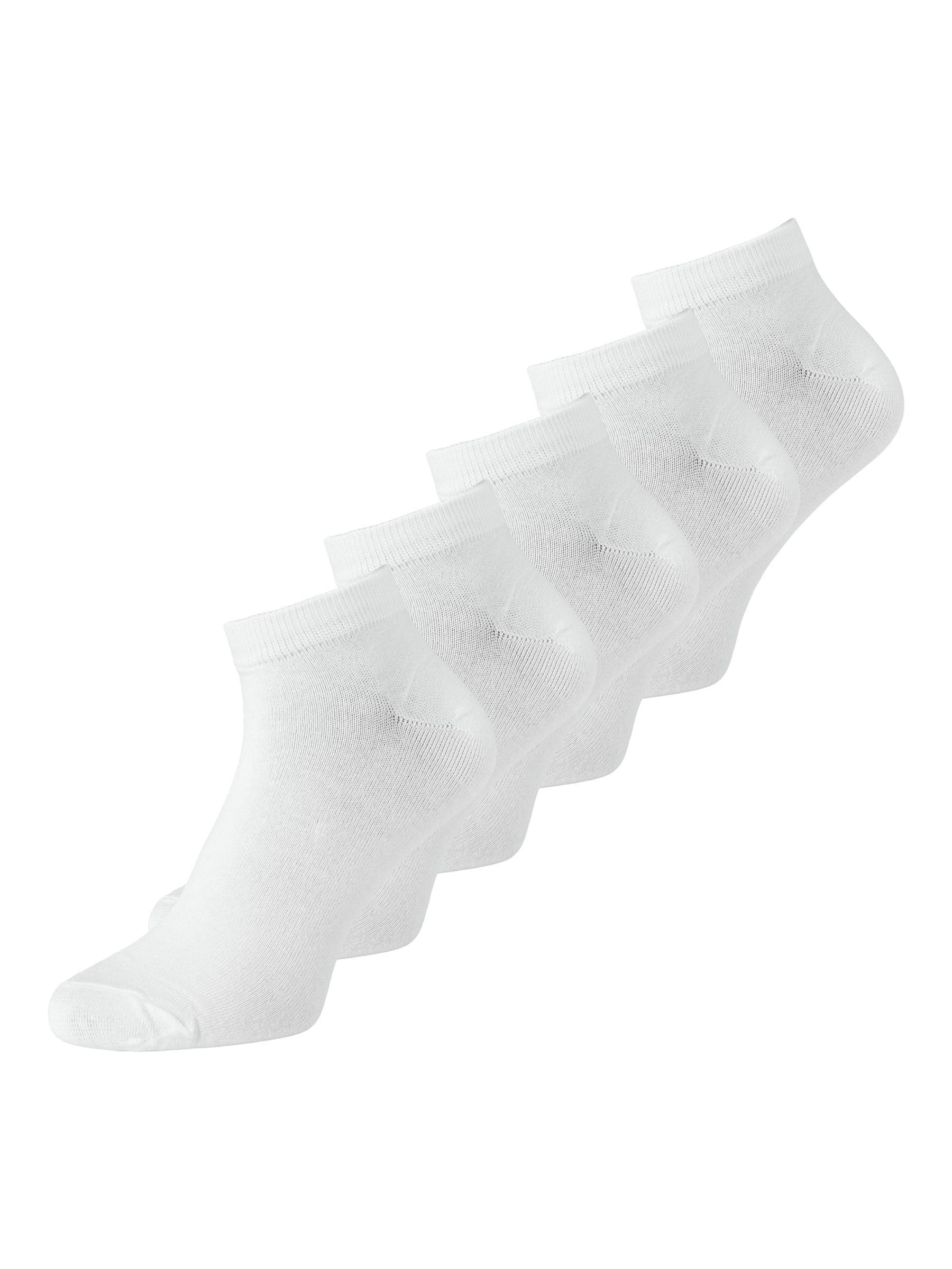 Jack & Jones Men's JACBASIC BAMBOO SHORT SOCK 5 PACK, White/Detail:WHite - Whtie White White, One Size UK