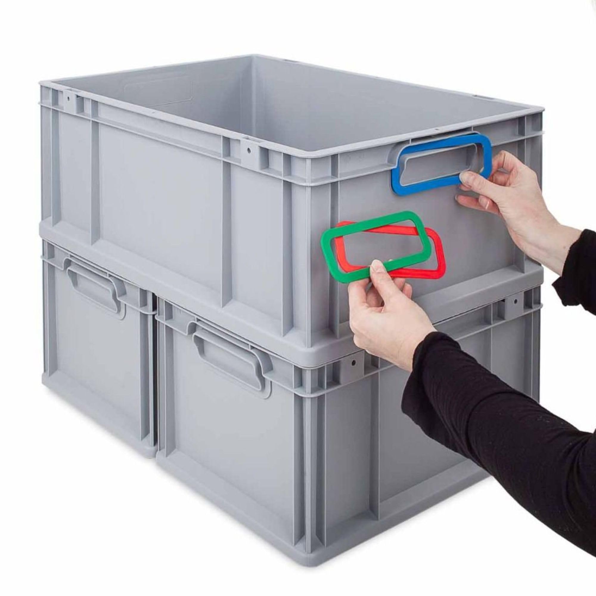 PROREGAL SuperSparSet 10x Eurobox NextGen Color | HxBxT 17x30x40cm | 16 Liter | Griffe blau geschlossen | Glatter Boden | Eurobehälter, Transportbox, Transportbehälter, Stapelbehälter