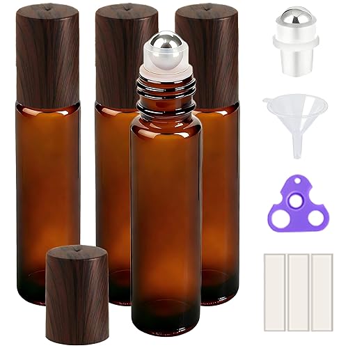 Miniatura 26 de PrettyCare 6 piezas, botellas roll-on de 10 ml para aceites esenciales con bola de rodillo de acero inoxidable - Botellas rellenables a prueba