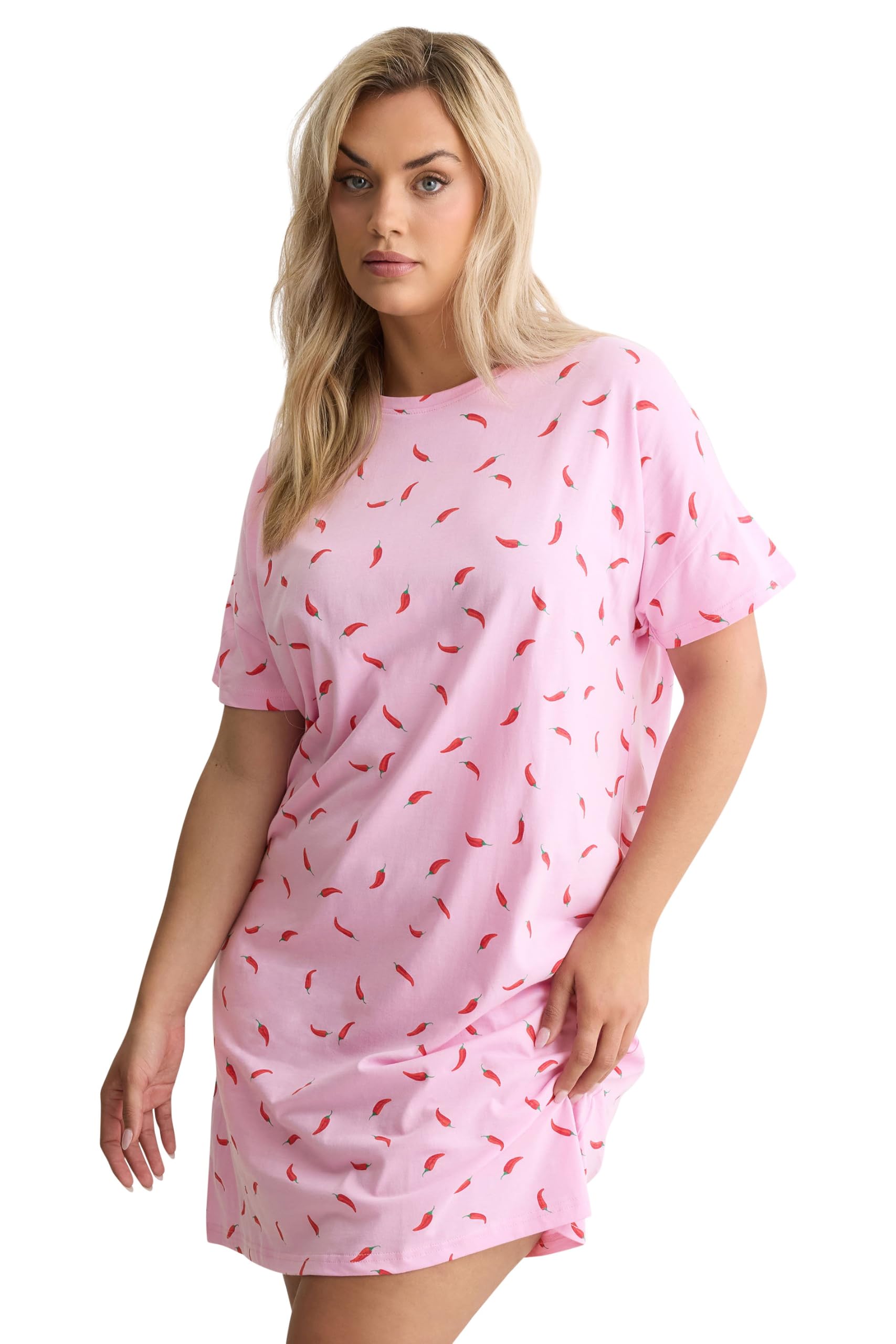 Yours Women's Light Pink Chili Sleep T-Shirt Nightdress In | : 26/28