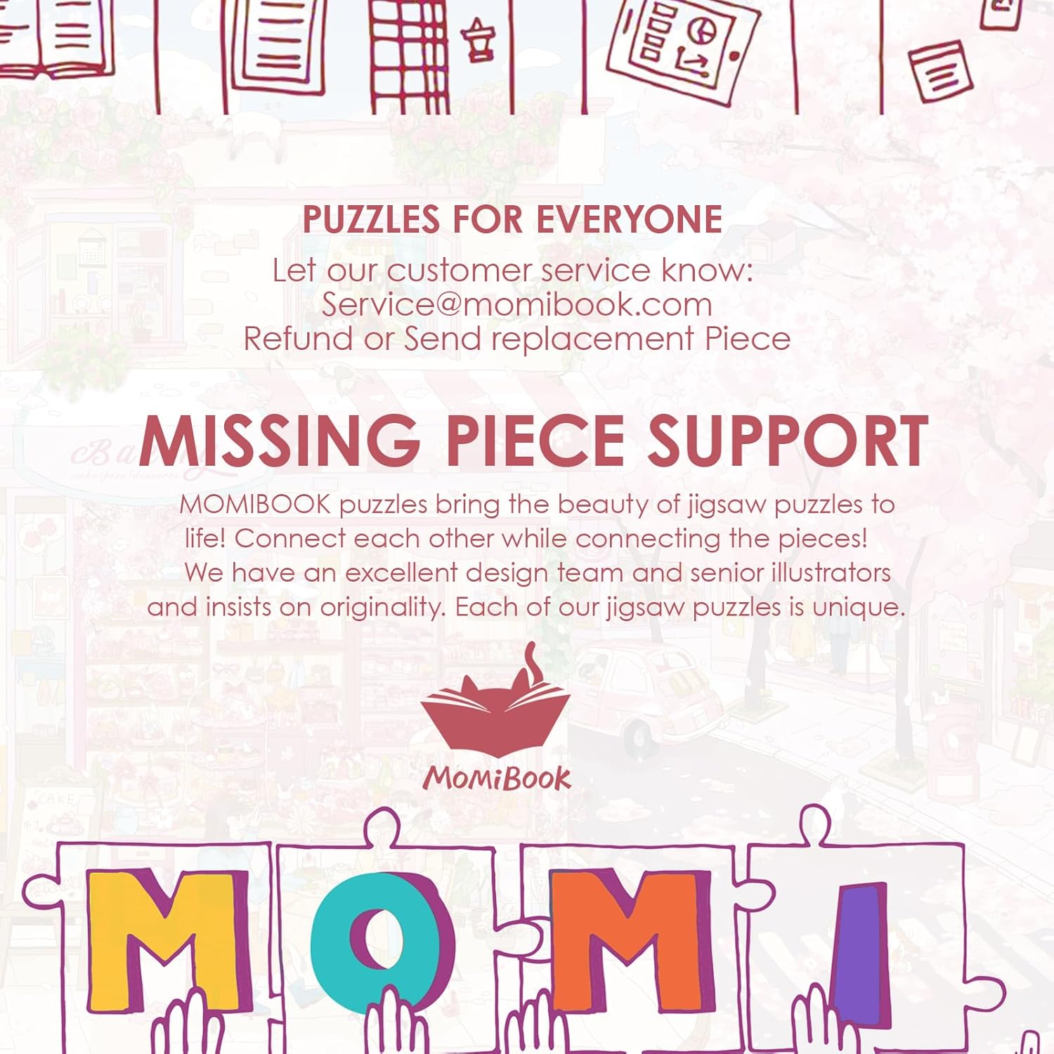 MOMIBOOK 1000 Piece Puzzle for Adults Jigsaw Puzzles of Streets Full of Cherry Blossoms, Painting Image Flower Street Difficult Challenging Hard Impossible Puzzle Unique Christmas Birthday Gifts