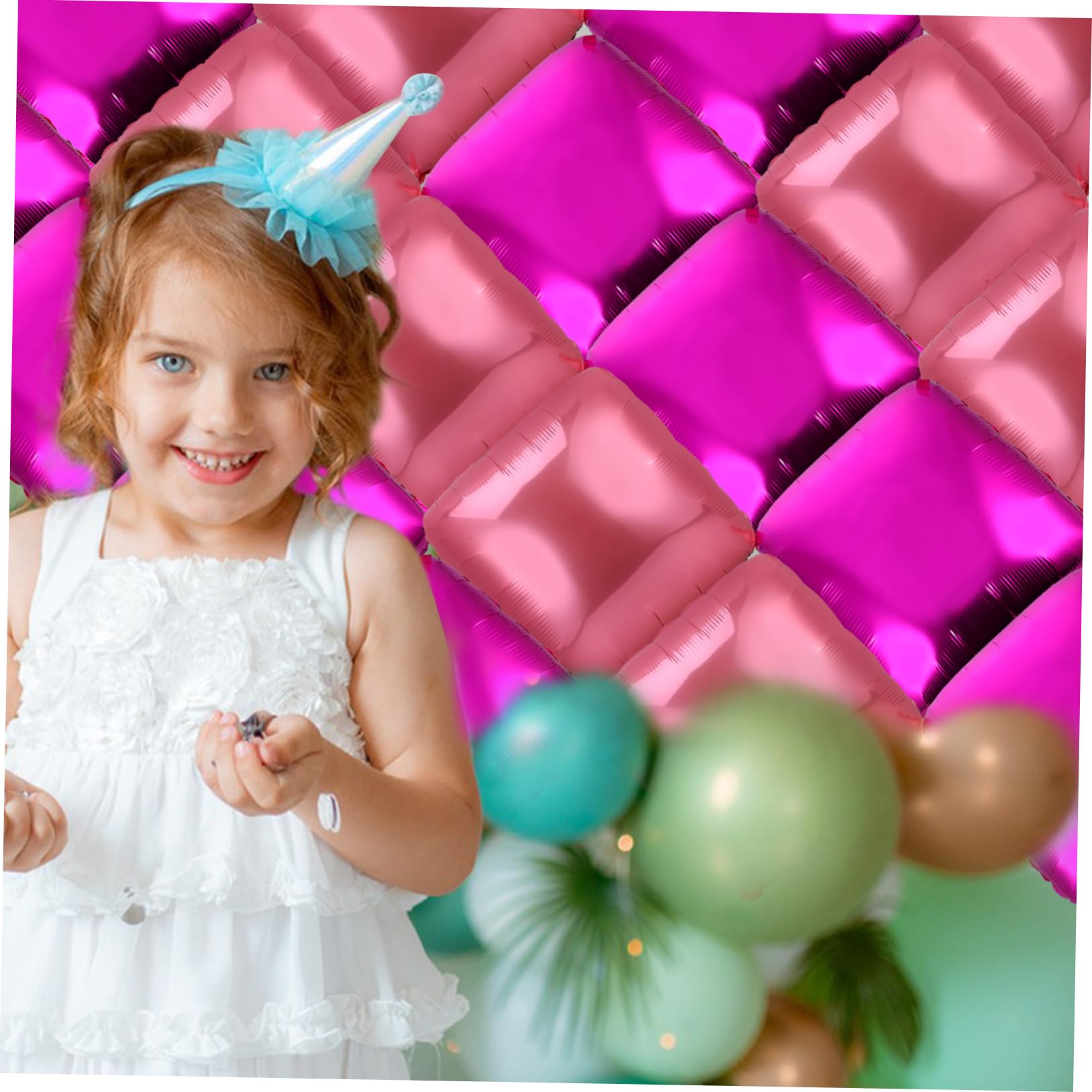 Quadratische Folienballons 50 Stück aus Aluminiumfolie für Feier | Doppelseitig Zweifarbig, mit Bindeband, Hintergrunddeko für Hochzeit und Besondere Anlässe