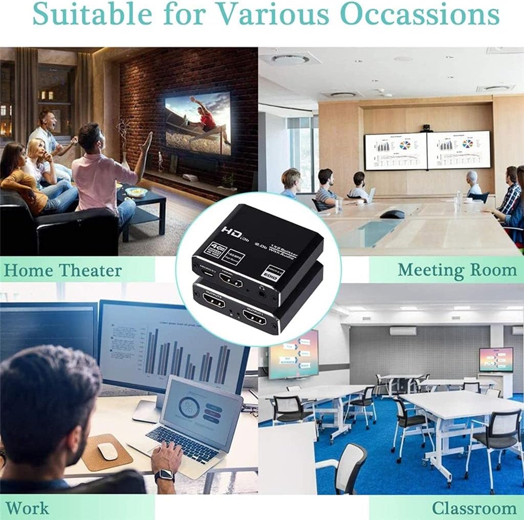 JHGJUQ 1x8 4K UHD Splitter 2.0 1x2 2.0 Splitter HDCP 2.2 HDR Splitter 2.0 4K 1x4 HDMI2.0 Splitter : Electronics