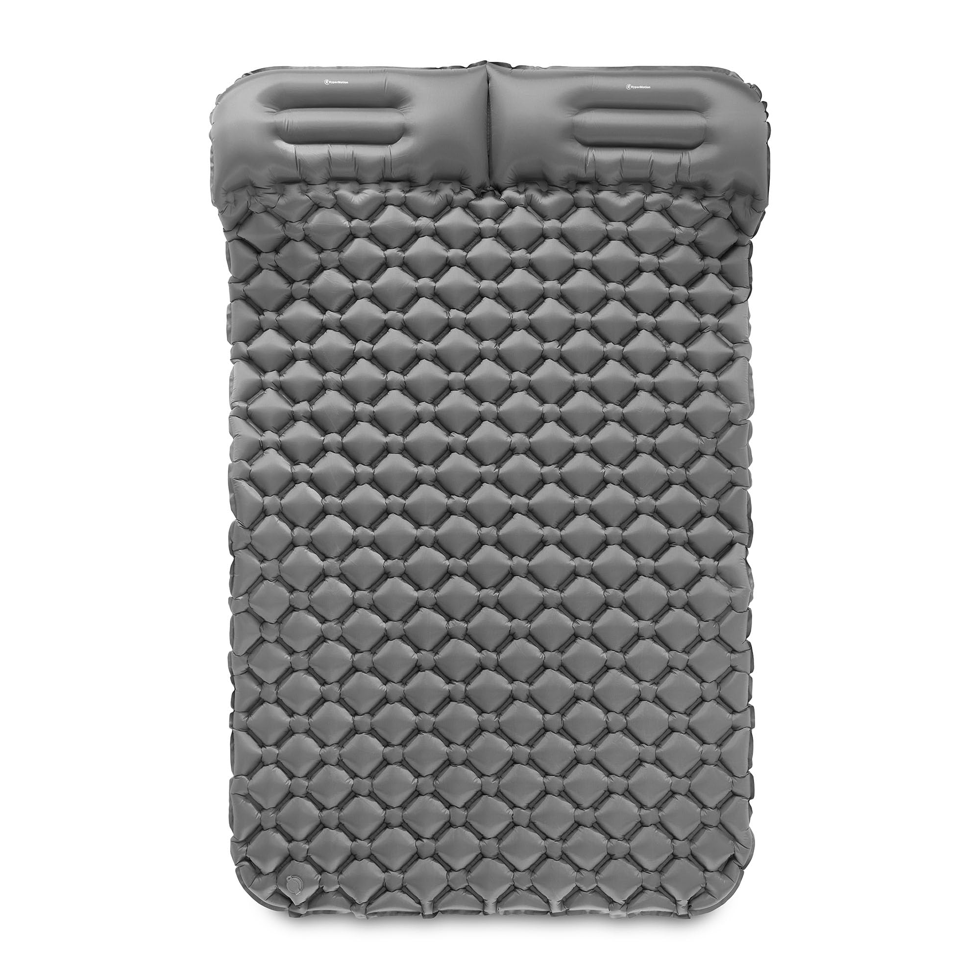 HyperMotion Campmat 2 Isomatte für 2 Personen 190x120 cm, Grau | 940 g Gewicht, zwei integrierte Kopfkissen, großes Liegeformat für gemeinsame Outdoor-Abenteuer