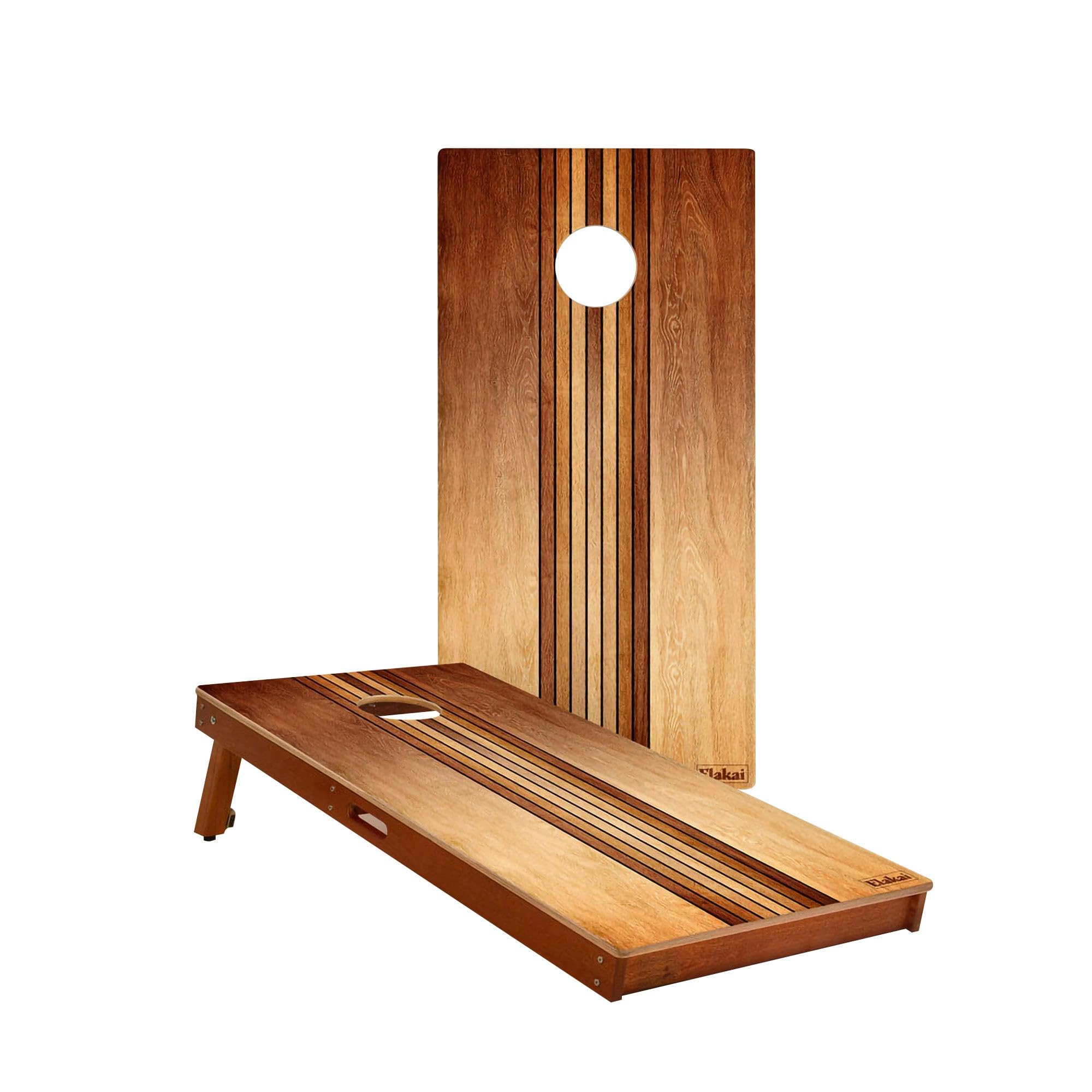 Skip's Garage Retro Woody Waterproof Cornhole Boards - Includes (2) Boards (NO Bags) + (2) Board Edge Lights