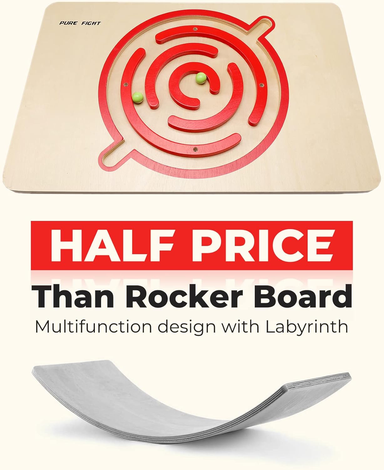 PUREFI Maze Balance Board - Labyrinth Wobble Game for Kids Toddlers Adults, 360 Degree Rotation Anti-slip Roller Board Exercise Wooden Toys Family Rocker Board, Open Ended Learning Toy Gift : Sports & Outdoors