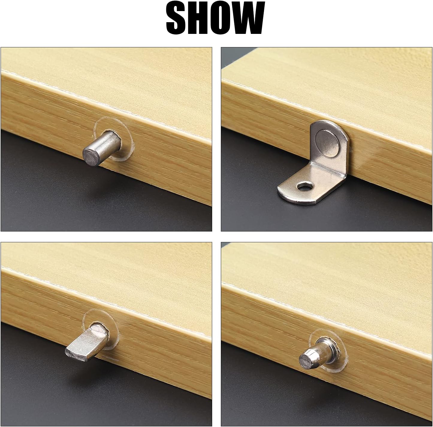HELIFOUNER 92 Pieces 4 Styles Shelf Pins Kit, Nickel Plated Shelf Bracket Pegs, Cabinet Furniture Shelf Pins Support for Shelf Holes on Cabinets, Bookcases