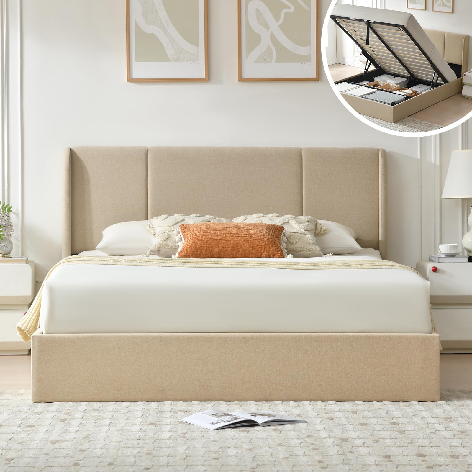 VELOCAVA Full Lift Up Storage Bed Frame