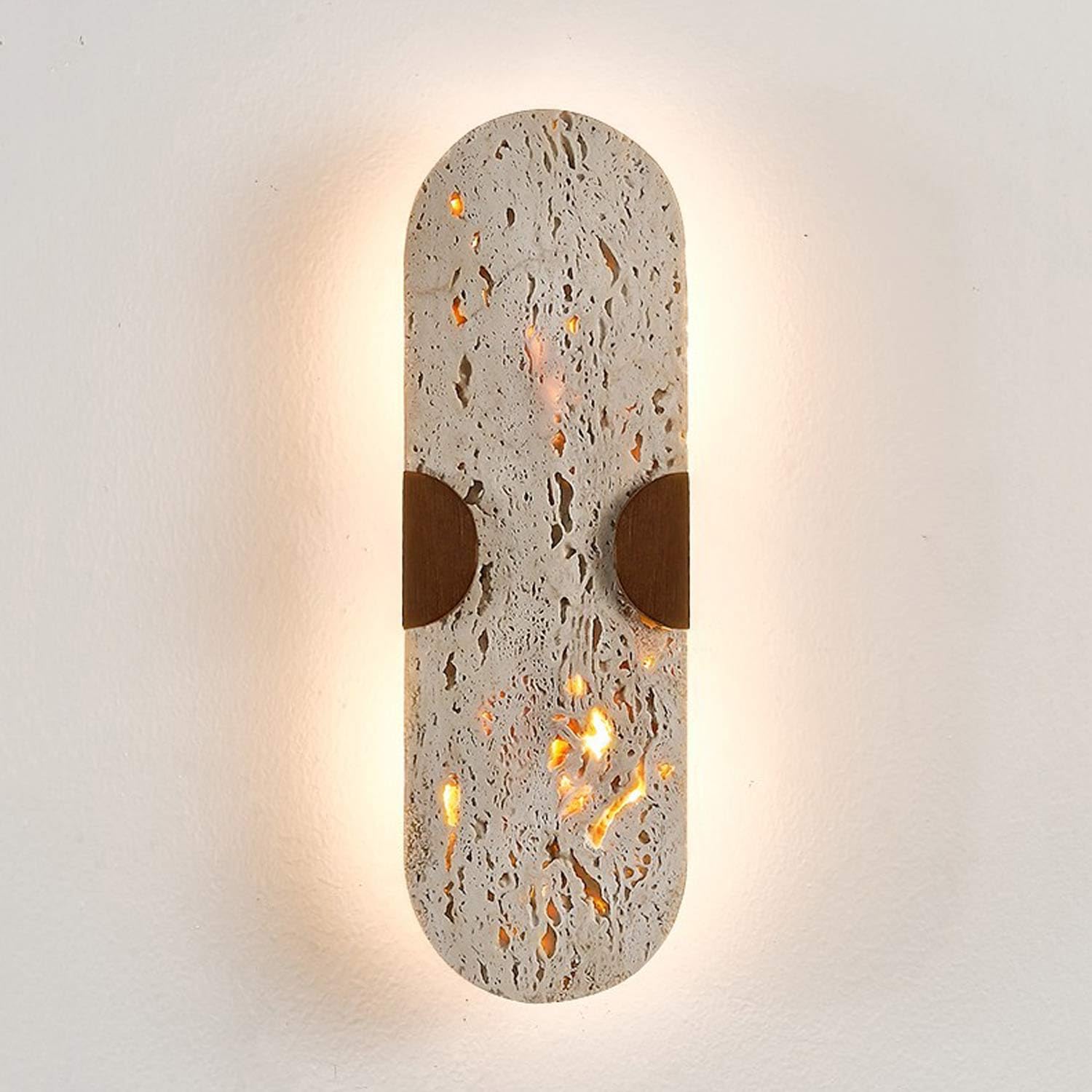Applique murale LED design travertin jaune éclairage indirect anti-éblouissement