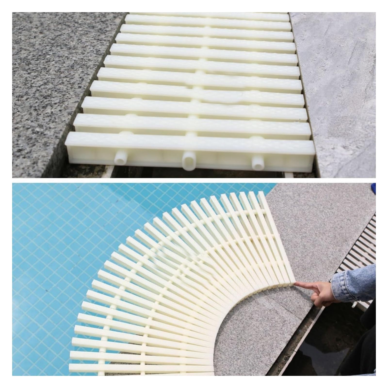 Griglie per Piscine, Set di Griglie di drenaggio per Piscine - Griglia Girevole a 360° per Un Flusso d'Acqua Efficace (25x100 cm, Confezione da 6) - Ideale per Piscine Esterne e terrazze